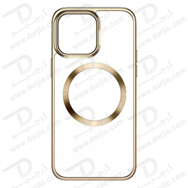 قاب کریستالی آیفون 14 پرو مارک TOTU مدل مگ سیف ساپورت - فریم متالیک
