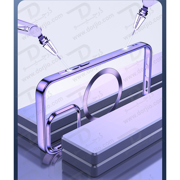 قاب کریستالی آیفون 14 پرو مارک TOTU مدل مگ سیف ساپورت - فریم متالیک
