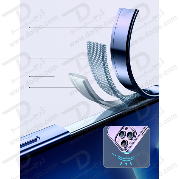 قاب کریستالی آیفون 14 پرو مارک TOTU مدل مگ سیف ساپورت - فریم متالیک