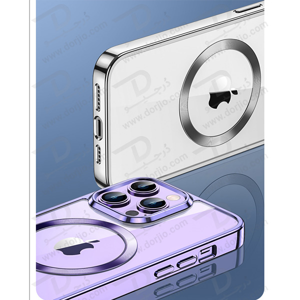 قاب کریستالی آیفون 14 پرو مارک TOTU مدل مگ سیف ساپورت - فریم متالیک