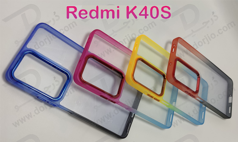 قاب کریستالی شفاف Xiaomi Redmi K40S مدل فریم ژله ای دو رنگ