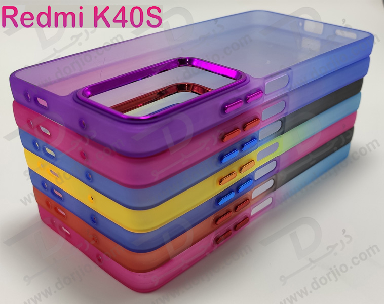 قاب کریستالی شفاف Xiaomi Redmi K40S مدل فریم ژله ای دو رنگ