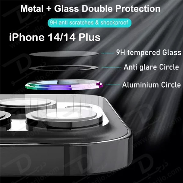 محافظ لنز فلزی رینگی iPhone 14 با ابزار کمکی نصب مارک M&OK