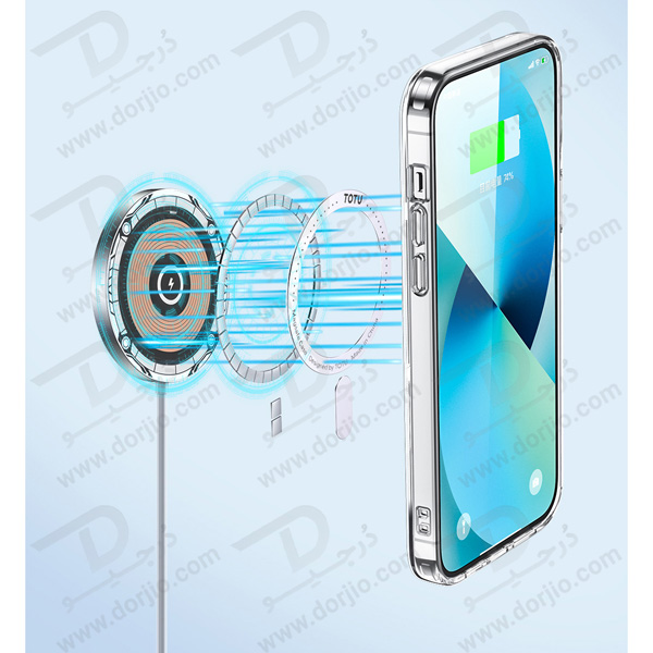 کریستال کاور شفاف آیفون 14 پلاس مارک TOTU مدل Magnetic Shell