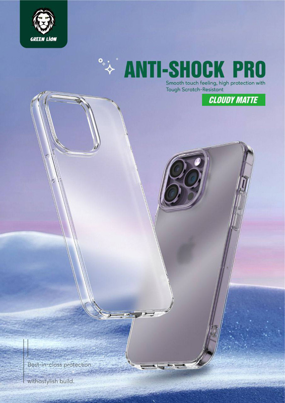 گارد نیمه شفاف مات ضد ضربه iPhone 14 Plus مارک Green Lion مدل Anti-Shock Pro Cloudy Matte