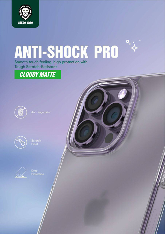 گارد نیمه شفاف مات ضد ضربه iPhone 14 Plus مارک Green Lion مدل Anti-Shock Pro Cloudy Matte