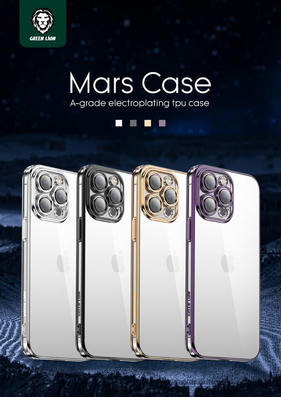 گارد ژله‌ای با محافظ لنز iPhone 14 Plus مارک Green Lion مدل Mars Electroplating TPU Case