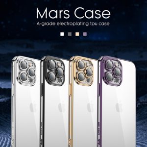 گارد ژله‌ای با محافظ لنز iPhone 14 Pro Max مارک Green Lion مدل Mars Electroplating TPU Case