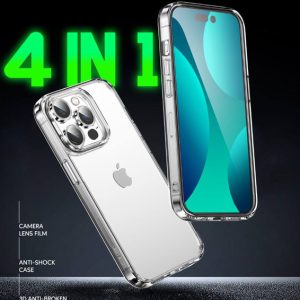 بسته محافظتی کامل iPhone 14 Pro Max مدل Green Lion 4 in 1 360° HD Protection Pack