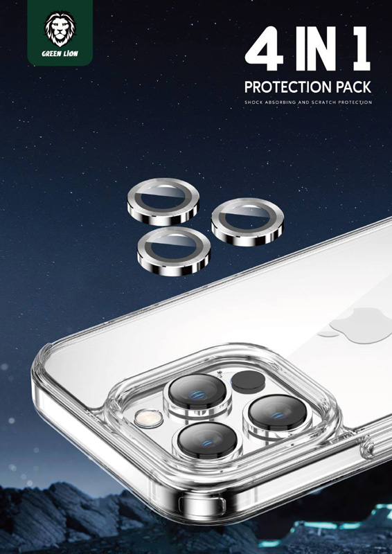 بسته محافظتی کامل iPhone 14 Pro مدل Green Lion 4 in 1 360° Privacy Protection Pack