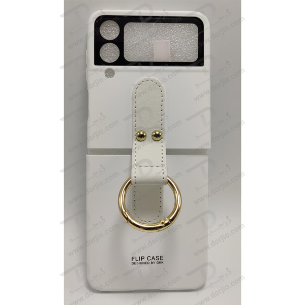 فلیپ کیس سفید رینگی Samsung Galaxy Z Flip 4 مارک GKK مدل Ultra Ring