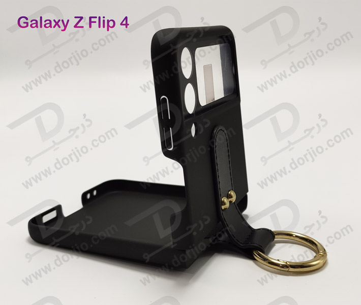فلیپ کیس مشکی رینگی Samsung Galaxy Z Flip 4 مارک GKK مدل Ultra Ring