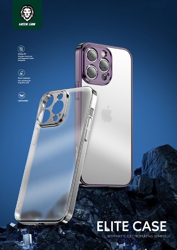 قاب پشت مات iPhone 14 مارک Green Lion مدل Elite Case with Matte Electroplating Bumper