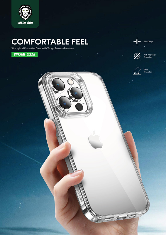 قاب کریستالی iPhone 14 Pro Max مارک Green Lion مدل Anti-Shock Case