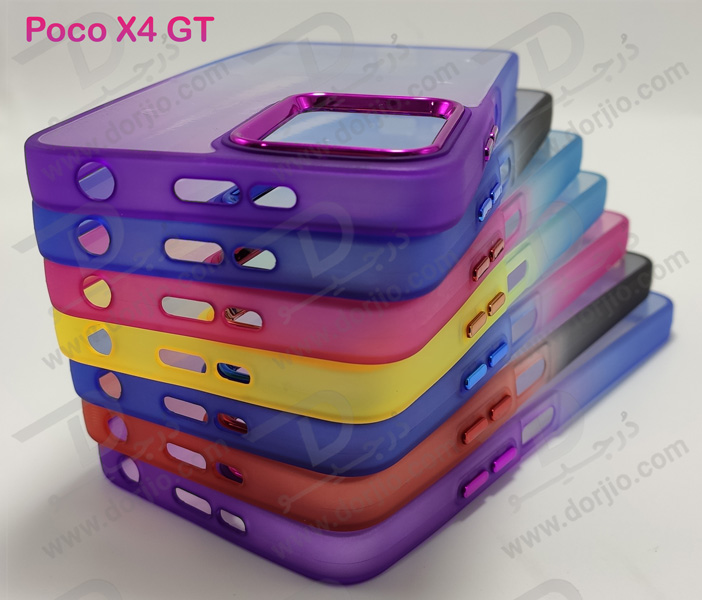 قاب کریستالی شفاف Xiaomi Poco X4 GT مدل فریم ژله ای دو رنگ