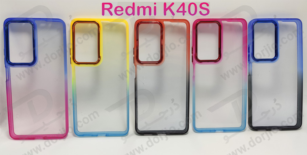 قاب کریستالی شفاف Xiaomi Redmi K40S مدل فریم ژله ای دو رنگ