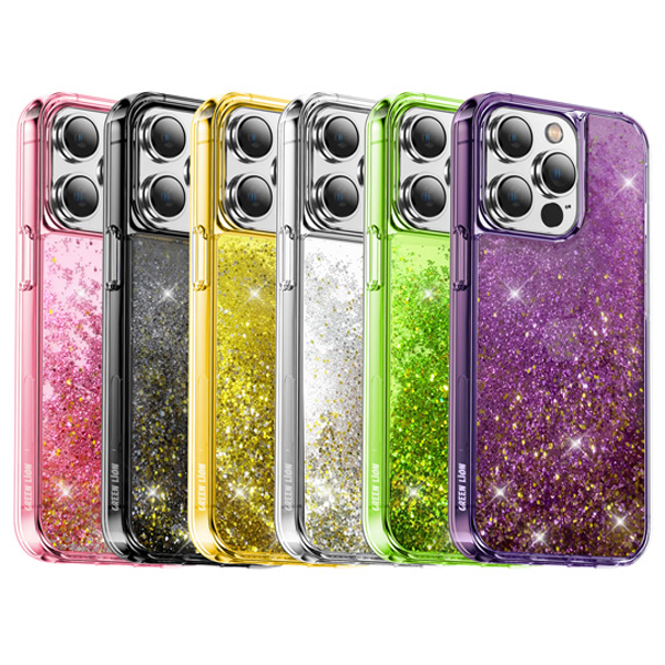 گارد اکلیلی آکواریومی iPhone 14 Pro Max مارک Green Lion مدل Happiness 3D Glitter Resin