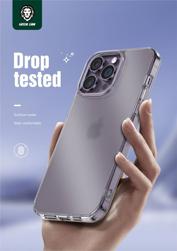 گارد نیمه شفاف مات ضد ضربه iPhone 14 مارک Green Lion مدل Anti-Shock Pro Cloudy Matte