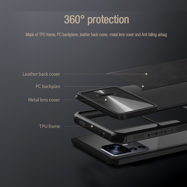 گارد چرمی کمشیلد نیلکین Xiaomi 12T Pro مدل CamShield Leather Case S