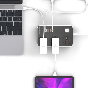سه راهی برق LDNIO مدل SC3412 + خروجی USB-A و USB-C فست شارژ