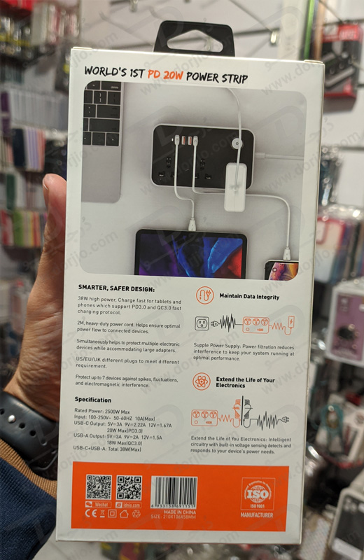 سه راهی برق LDNIO مدل SC3412 + خروجی USB-A و USB-C فست شارژ