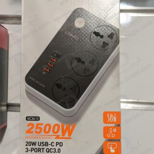 سه راهی برق LDNIO مدل SC3412 + خروجی USB-A و USB-C فست شارژ