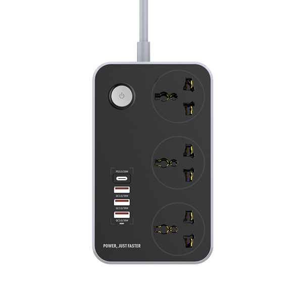 سه راهی برق LDNIO مدل SC3412 + خروجی USB-A و USB-C فست شارژ