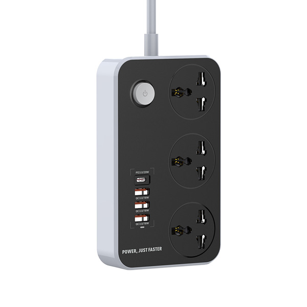 سه راهی برق LDNIO مدل SC3412 + خروجی USB-A و USB-C فست شارژ