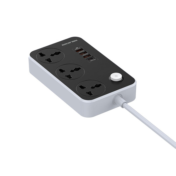 سه راهی برق LDNIO مدل SC3412 + خروجی USB-A و USB-C فست شارژ