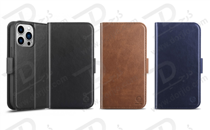 فلیپ کاور چرمی مگنتی iPhone 14 Plus مارک Green Lion مدل Two in One Magsafe Leather Wallet