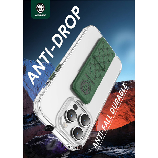گارد شفاف دستگیره دار iPhone 14 Pro مارک Green Lion مدل Series 9 Clear Case Compatible