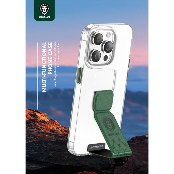 گارد شفاف دستگیره دار iPhone 14 Pro Max مارک Green Lion مدل Series 9 Clear Case Compatible