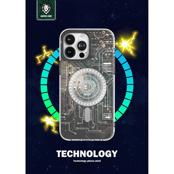 گارد مگنتی طرح مدرن iPhone 14 Plus مارک Green Lion مدل Magnetic Tech Plus