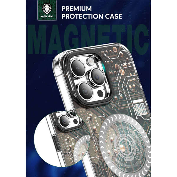 گارد مگنتی طرح مدرن iPhone 14 Plus مارک Green Lion مدل Magnetic Tech Plus