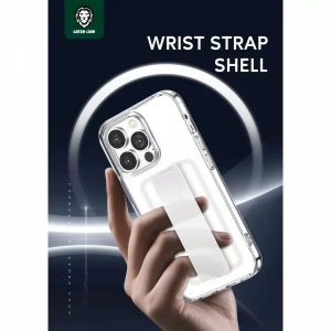 گارد هیبریدی شفاف بند دار iPhone 14 Plus مارک Green Lion مدل London Slim Hybrid Case with Elastic Grip Band