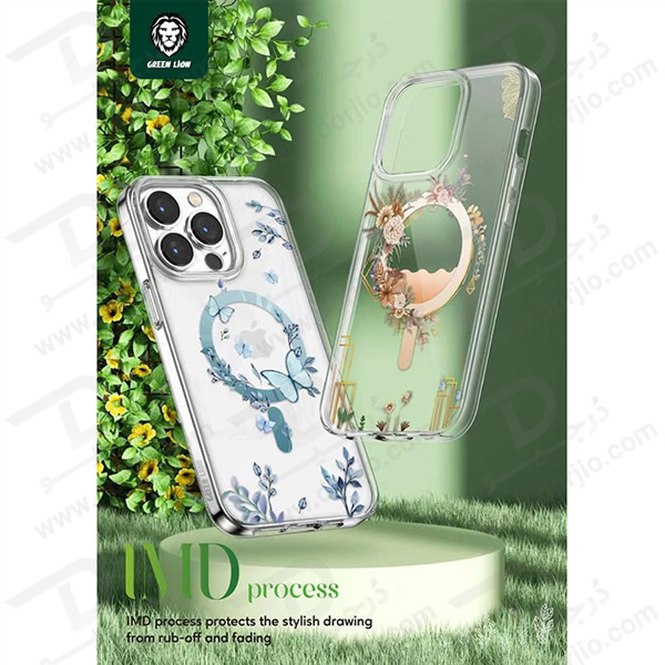 گارد مگنتی طرح گل و گیاه iPhone 14 Plus مارک Green Lion مدل Nature Magsafe