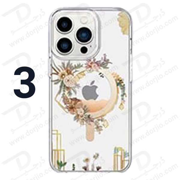 گارد مگنتی طرح گل و گیاه iPhone 14 Plus مارک Green Lion مدل Nature Magsafe