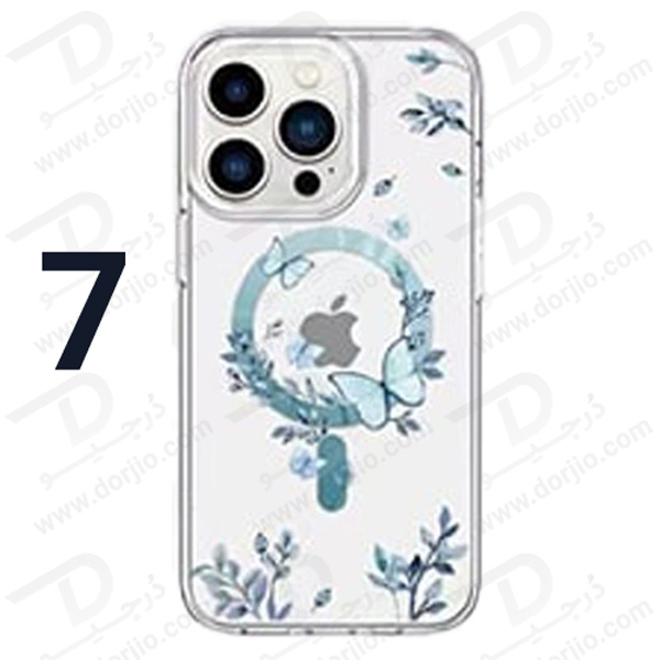 گارد مگنتی طرح گل و گیاه iPhone 14 Plus مارک Green Lion مدل Nature Magsafe