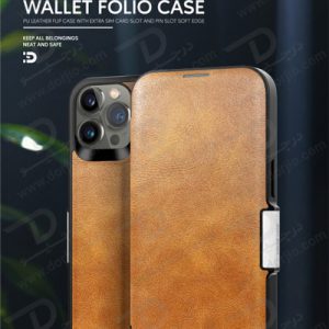 فلیپ کاور چرمی iPhone 14 Pro Max مارک Green Lion مدل PU Leather Wallet Folio