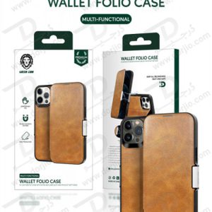 فلیپ کاور چرمی iPhone 14 Pro مارک Green Lion مدل PU Leather Wallet Folio