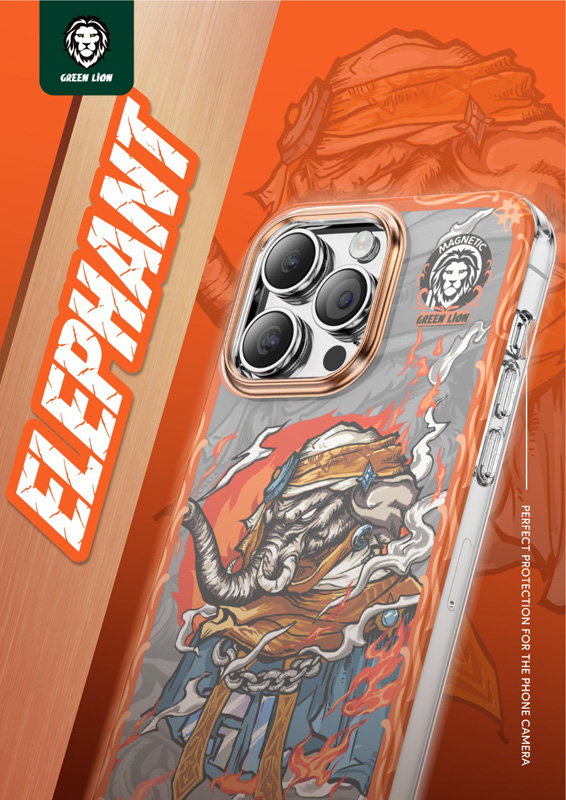 گارد مگنتی طرح جنگجو iPhone 14 Plus مارک Green Lion مدل Magnetic Warrior
