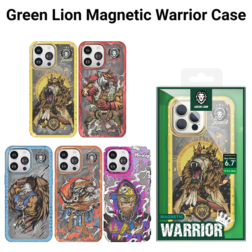 گارد مگنتی طرح جنگجو iPhone 14 Pro مارک Green Lion مدل Magnetic Warrior