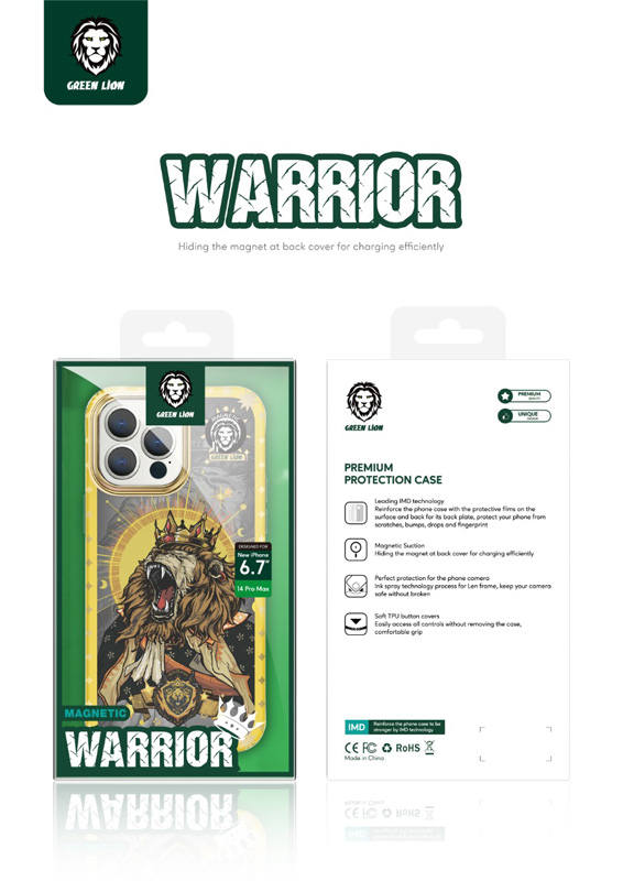گارد مگنتی طرح جنگجو iPhone 14 مارک Green Lion مدل Magnetic Warrior