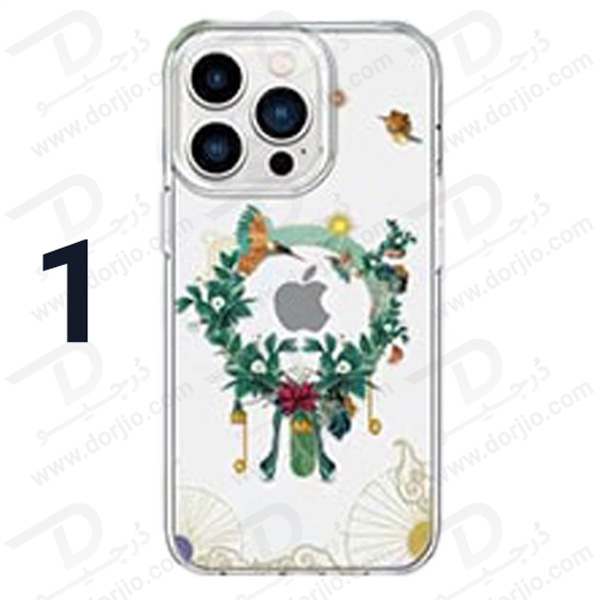 گارد مگنتی طرح گل و گیاه iPhone 14 Pro Max مارک Green Lion مدل Nature Magsafe