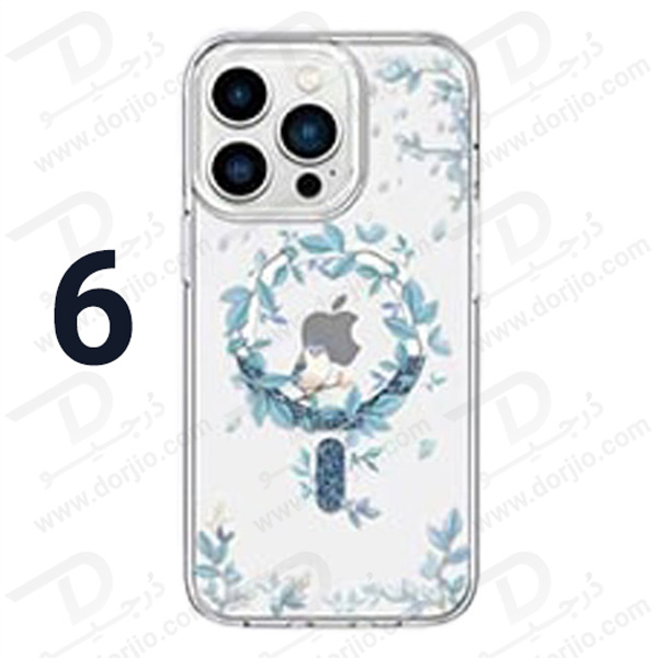 گارد مگنتی طرح گل و گیاه iPhone 14 مارک Green Lion مدل Nature Magsafe