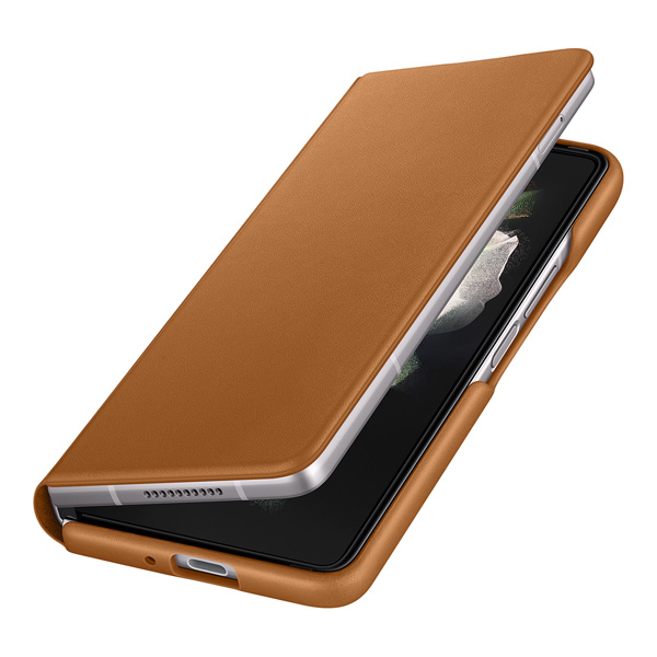 فلیپ کاور چرمی اصلی Samsung Galaxy Z Fold 3 مدل Leather Flip Stand Cover