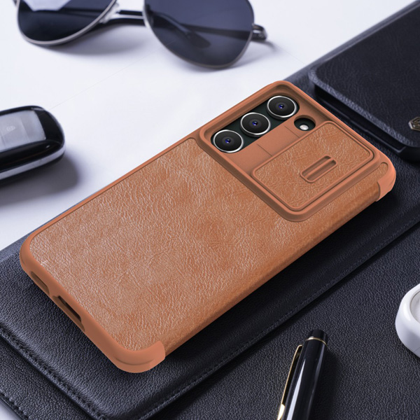 خرید کیف چرمی محافظ دوربین دار Samsung Galaxy S23 مارک نیلکین مدل Qin Pro Leather Case