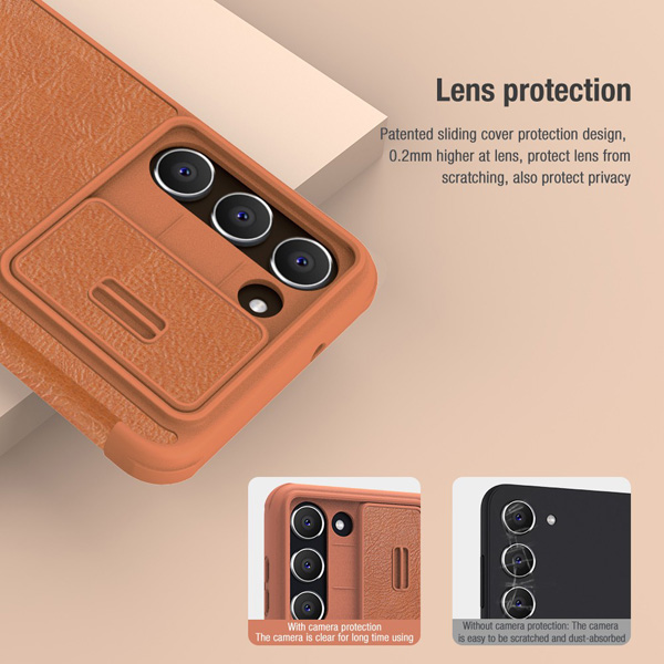خرید کیف چرمی محافظ دوربین دار Samsung Galaxy S23 مارک نیلکین مدل Qin Pro Leather Case