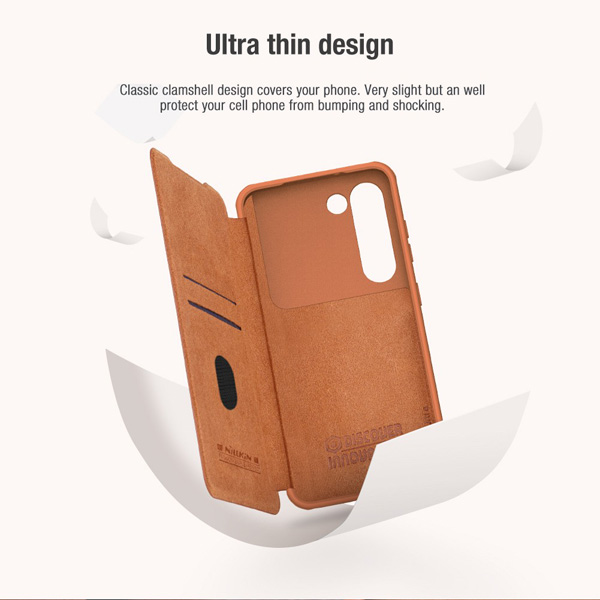 خرید کیف چرمی محافظ دوربین دار Samsung Galaxy S23 مارک نیلکین مدل Qin Pro Leather Case