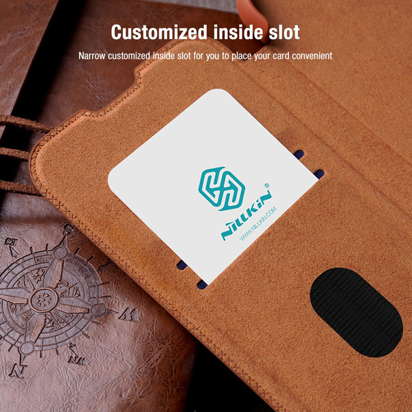 خرید کیف چرمی محافظ دوربین دار Samsung Galaxy S23 مارک نیلکین مدل Qin Pro Leather Case